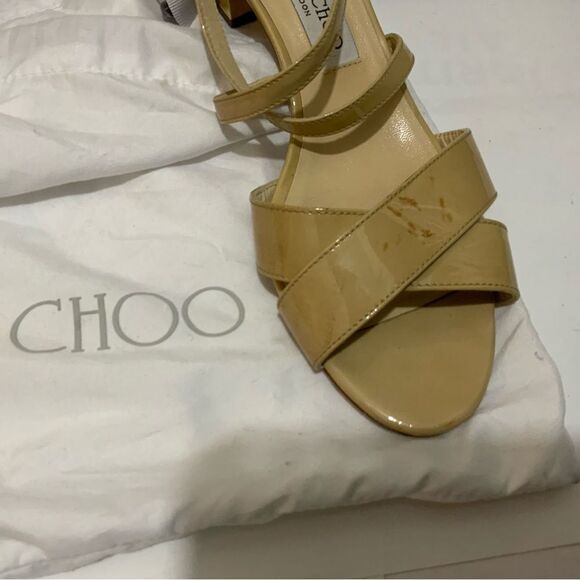 Jimmy Choo Nude Patent Leather "Merit" Sandals Size 39 - Picture 11 of 11